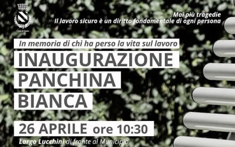 Inaugurazione di una panchina bianca in onore delle vittime sul lavoro